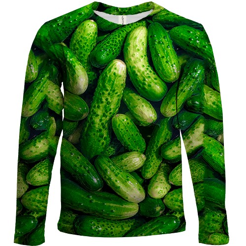 Детский 3D лонгслив Огурцы (вид спереди)
