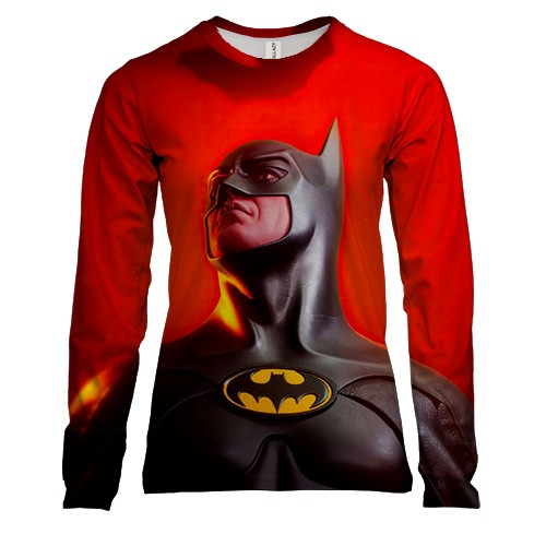 Женский 3D лонгслив Batman red (вид спереди)
