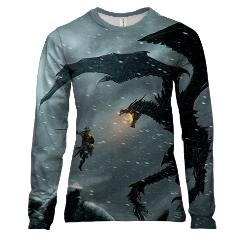 Жіночий 3D лонгслів TES V Skyrim - Dragon (вид спереду)