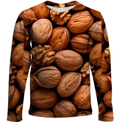Дитячий 3D лонгслів Грецький горіх (вид спереду)