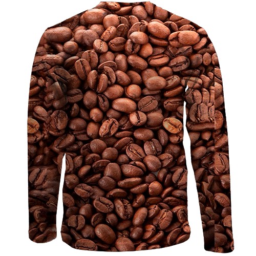 Дитячий 3D лонгслів Кавові зерна (вид ззаду)