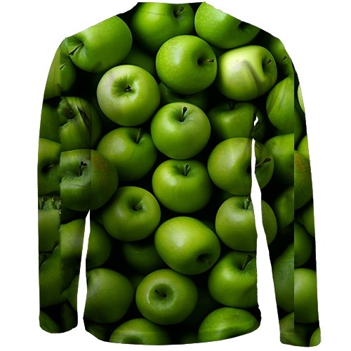 Дитячий 3D лонгслів Зелені яблука (вид ззаду)