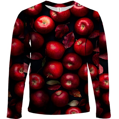 Детский 3D лонгслив Красные яблоки (вид спереди)