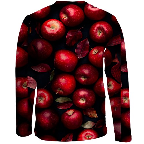 Детский 3D лонгслив Красные яблоки (вид сзади)