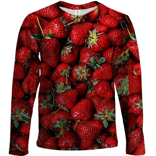 Детский 3D лонгслив Клубника (вид спереди)