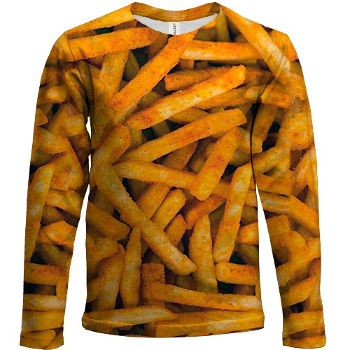 Детский 3D лонгслив Картошка Фри (вид спереди)