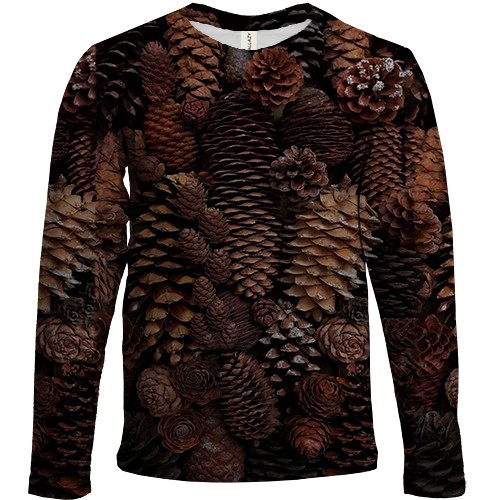 Дитячий 3D лонгслів Ялинові шишки (вид спереду)