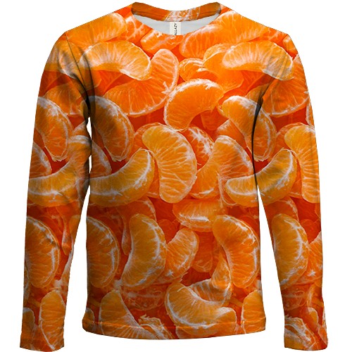 Детский 3D лонгслив Мандаринки (вид спереди)