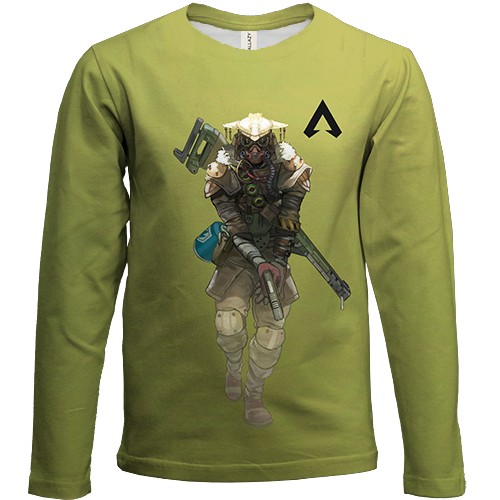 Детский 3D лонгслив Бладхаунд - Apex Legends (вид спереди)