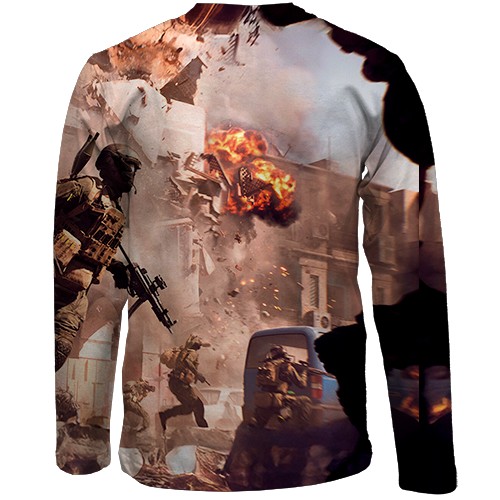 Детский 3D лонгслив Battlefield 6 Взрывы (вид сзади)