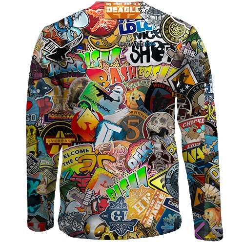 Дитячий 3D лонгслів CS 2 - Sticker Bombing (вид ззаду)