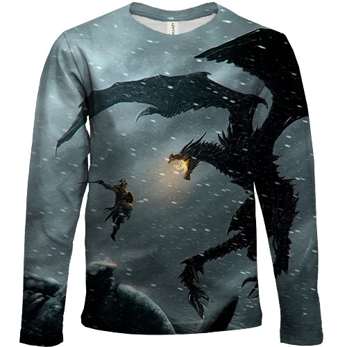 Дитячий 3D лонгслів TES V Skyrim - Dragon (вид спереду)