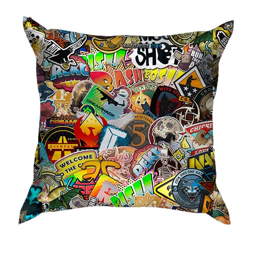 3D подушка CS 2 - Sticker Bombing (вид ззаду)