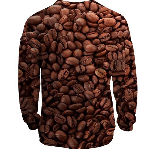 3D свитшот Кофейные зерна (вид сзади)