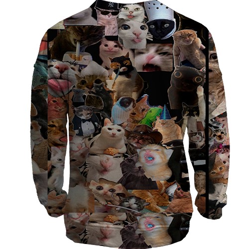 3D свитшот Мемные коты (вид сзади)