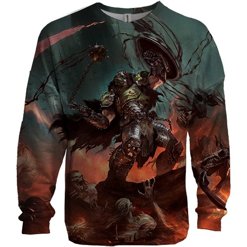 3D свитшот DOOM "The Dark Ages" (вид спереди)