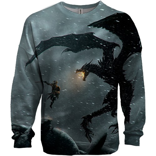 3D свитшот TES V Skyrim - Dragon (вид спереди)