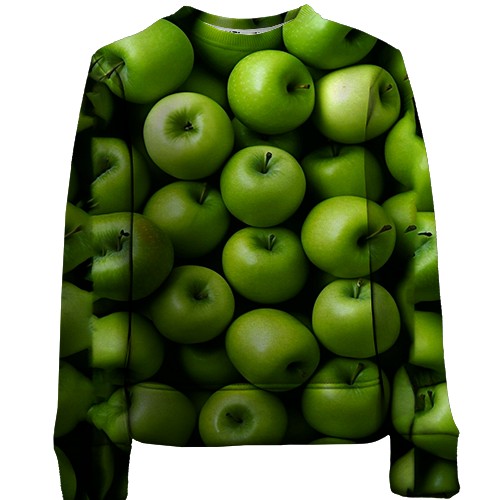 Дитячий 3D світшот Зелені яблука (вид спереду)