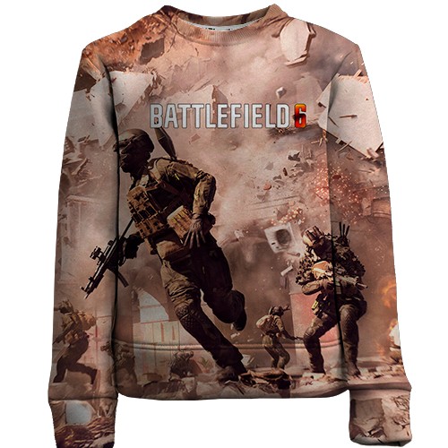 Детский 3D свитшот Battlefield 6 Взрывы (вид спереди)