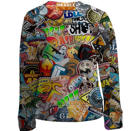 Детский 3D свитшот CS 2 - Sticker Bombing (вид сзади)