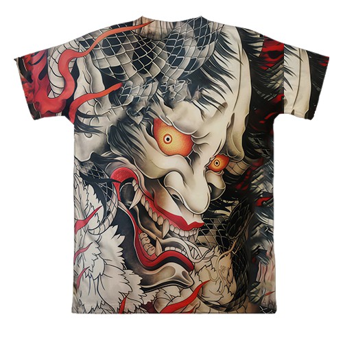 3D футболка Самурай Oni - Yakuza (вид ззаду)