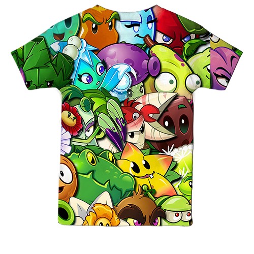 Детская 3D футболка Растения против зомби (вид сзади)