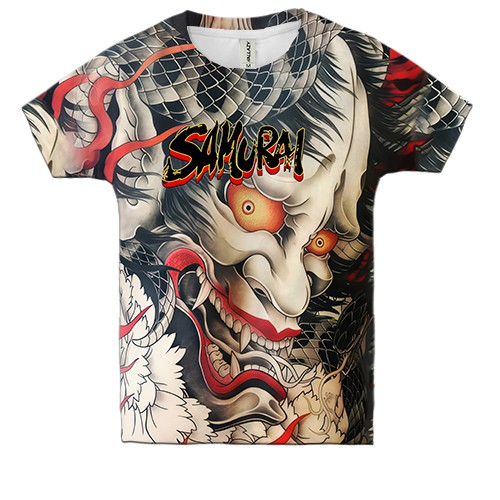 Детская 3D футболка Самурай Oni - Yakuza (вид спереди)