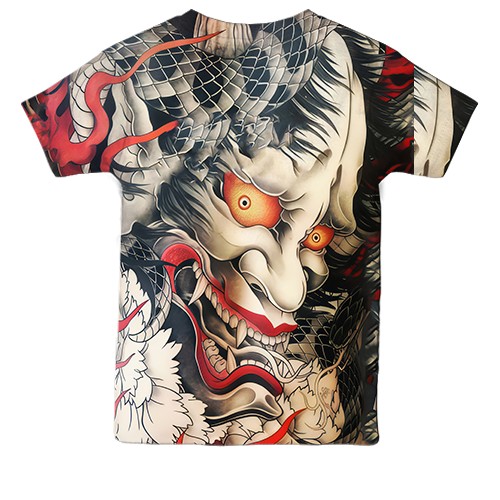 Детская 3D футболка Самурай Oni - Yakuza (вид сзади)