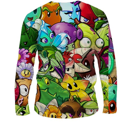 Мужской 3D лонгслив Растения против зомби (вид сзади)