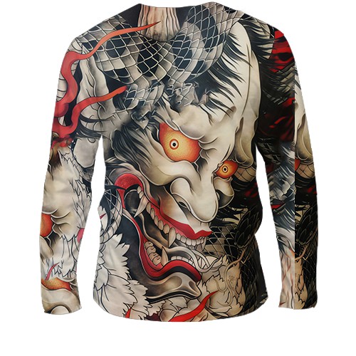 Мужской 3D лонгслив Самурай Oni - Yakuza (вид сзади)