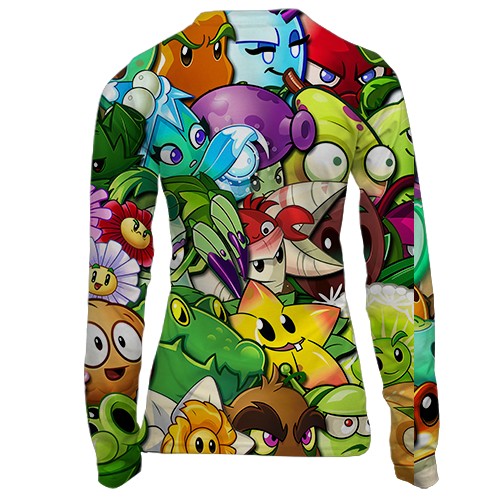 Женский 3D лонгслив Растения против зомби (вид сзади)