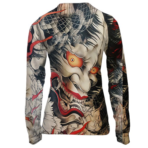 Женский 3D лонгслив Самурай Oni - Yakuza (вид сзади)