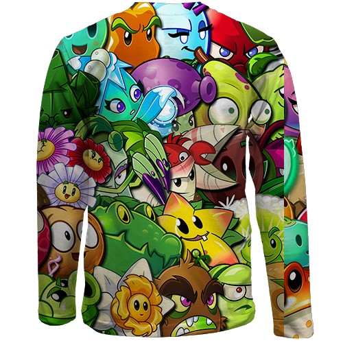 Детский 3D лонгслив Растения против зомби (вид сзади)