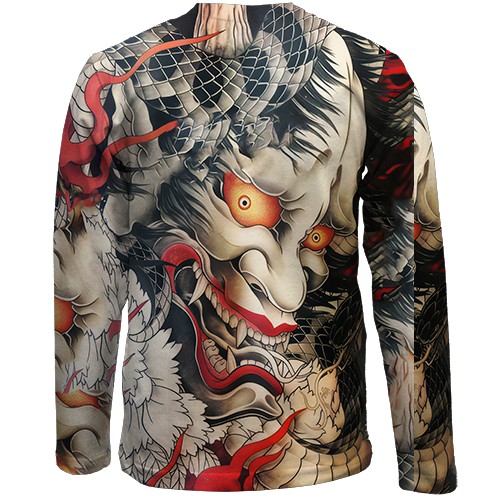 Детский 3D лонгслив Самурай Oni - Yakuza (вид сзади)