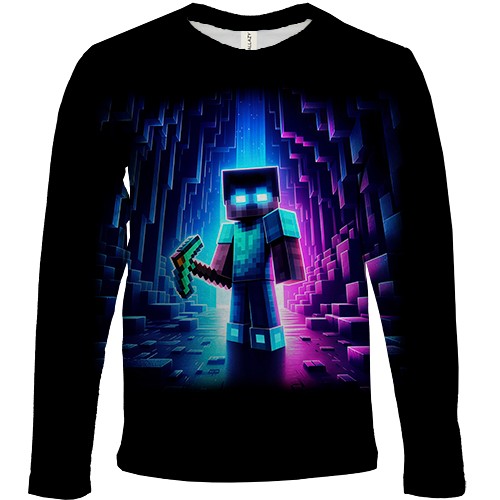 Дитячий 3D лонгслів Minecraft ART (вид спереду)