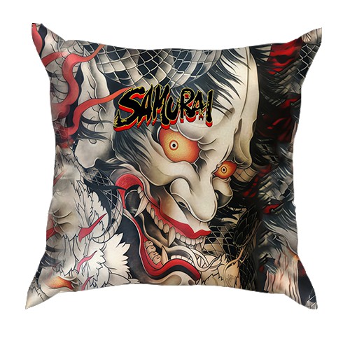 3D подушка Самурай Oni - Yakuza (вид спереди)