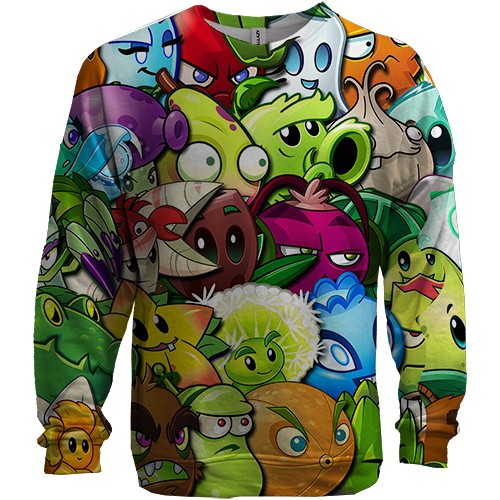 3D світшот Рослини проти зомбі (вид спереду)