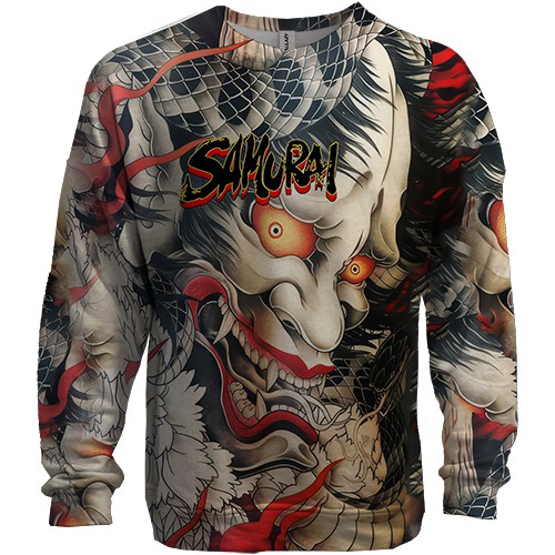 3D свитшот Самурай Oni - Yakuza (вид спереди)