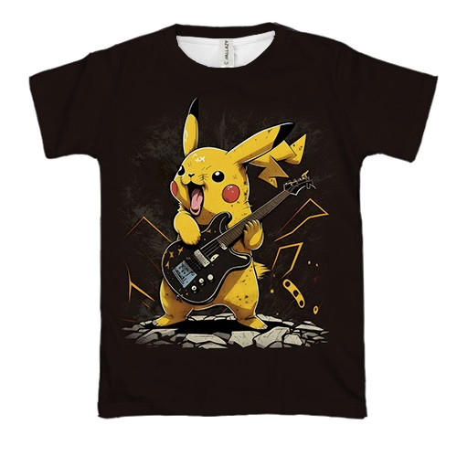 3D футболка з Пікачу - рокером (вид спереду)