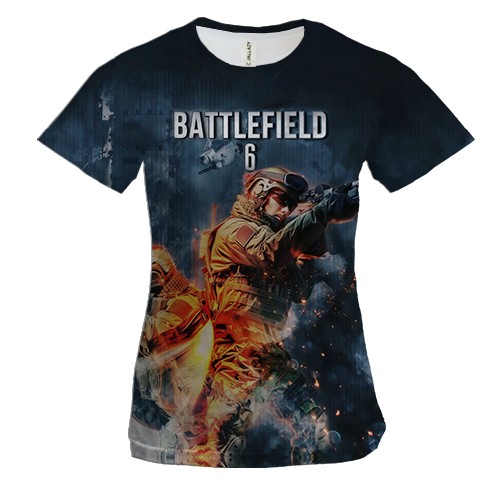 Женская 3D футболка Battlefield VI (вид спереди)