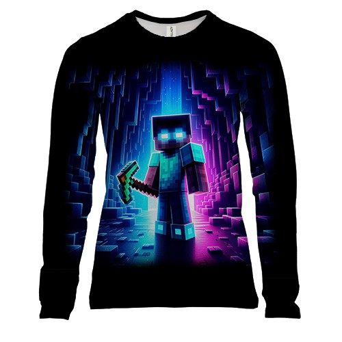 Жіночий 3D лонгслів Minecraft ART (вид спереду)