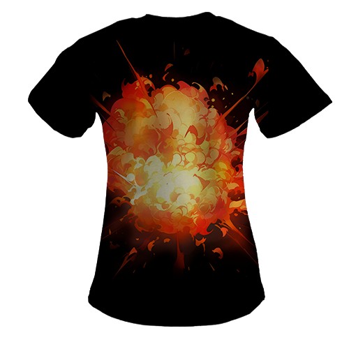 Жіноча 3D футболка Chicken Gun (вид ззаду)