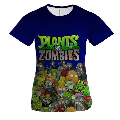 Женская 3D футболка Plants vs zombies (вид спереди)