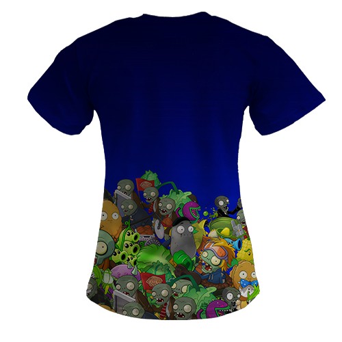 Женская 3D футболка Plants vs zombies (вид сзади)