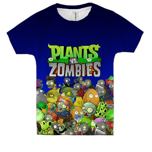 Детская 3D футболка Plants vs zombies (вид спереди)