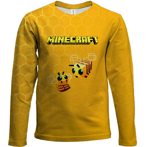 Детский 3D лонгслив Minecraft пчелы (вид спереди)