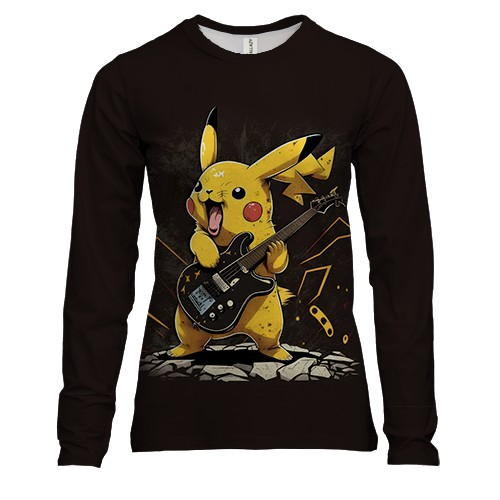 Женский 3D лонгслив с Пикачу - рокером (вид спереди)