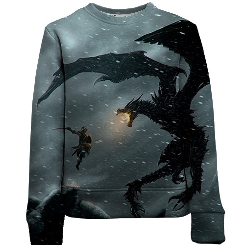 Детский 3D свитшот TES V Skyrim - Dragon (вид спереди)