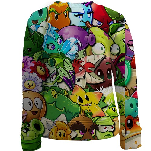 Детский 3D свитшот Растения против зомби (вид сзади)