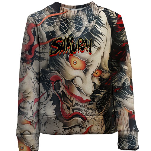 Детский 3D свитшот Самурай Oni - Yakuza (вид спереди)